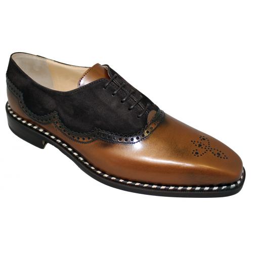 Emilio Franco "EF9" Bronze / Dark Brown Genuine Shiny Calf / Suede Leather Oxford Shoes